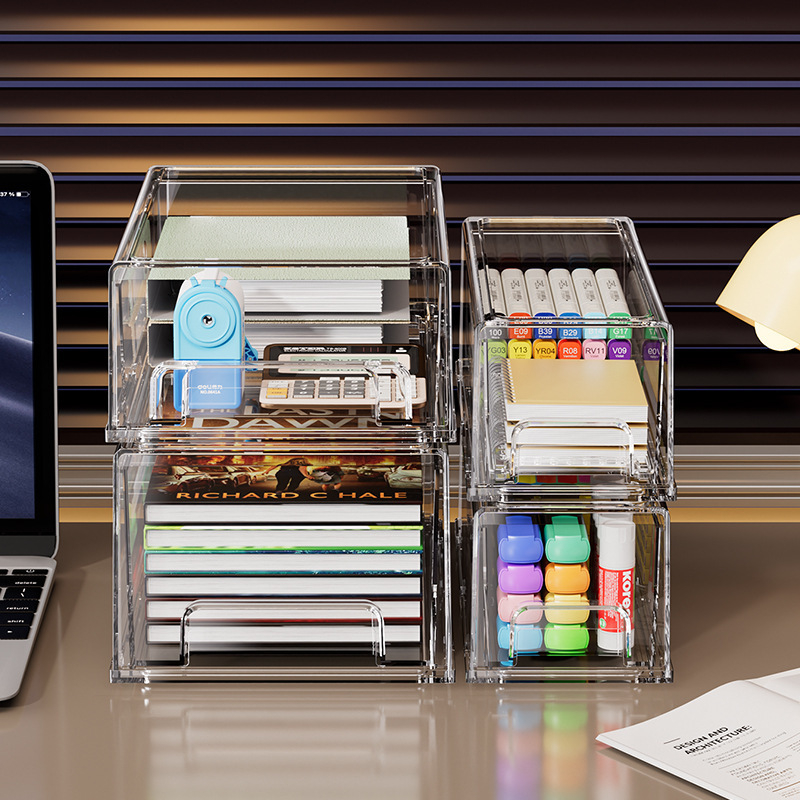 Libistatav hoiukarp kosmeetika ja laua jaoks – PET materjal, kaas, kokkupandav, läbipaistev pind, lauaorganisaator