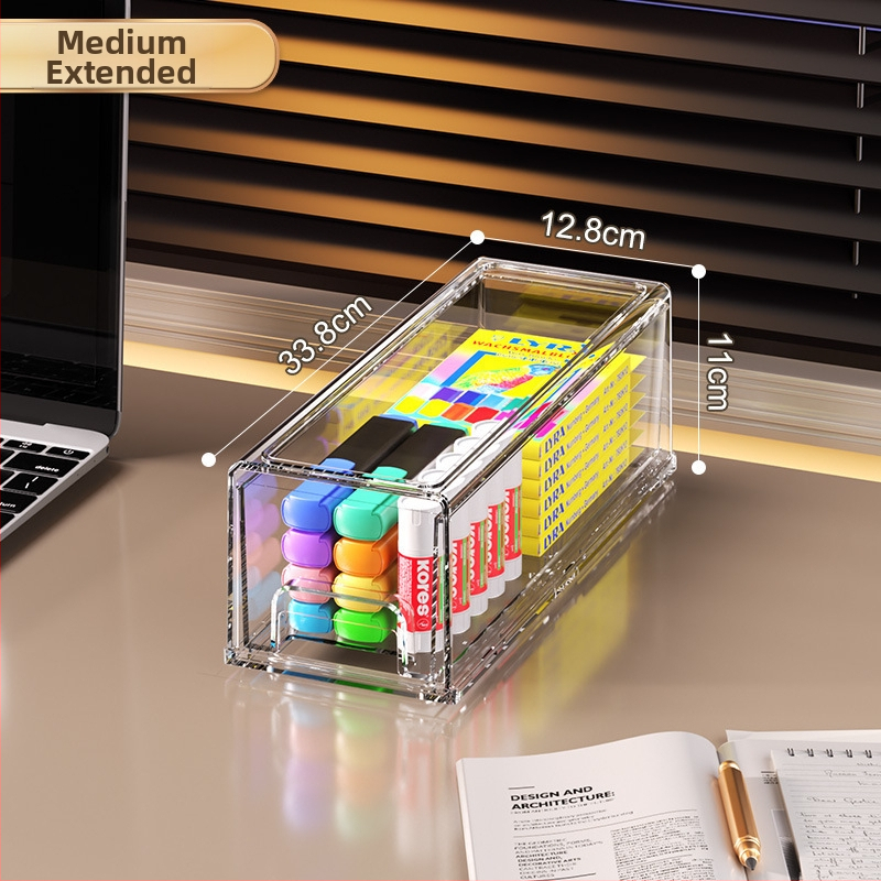 Libistatav hoiukarp kosmeetika ja laua jaoks – PET materjal, kaas, kokkupandav, läbipaistev pind, lauaorganisaator