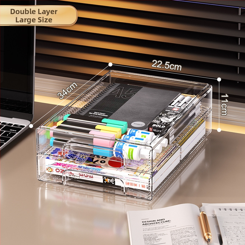 Libistatav hoiukarp kosmeetika ja laua jaoks – PET materjal, kaas, kokkupandav, läbipaistev pind, lauaorganisaator