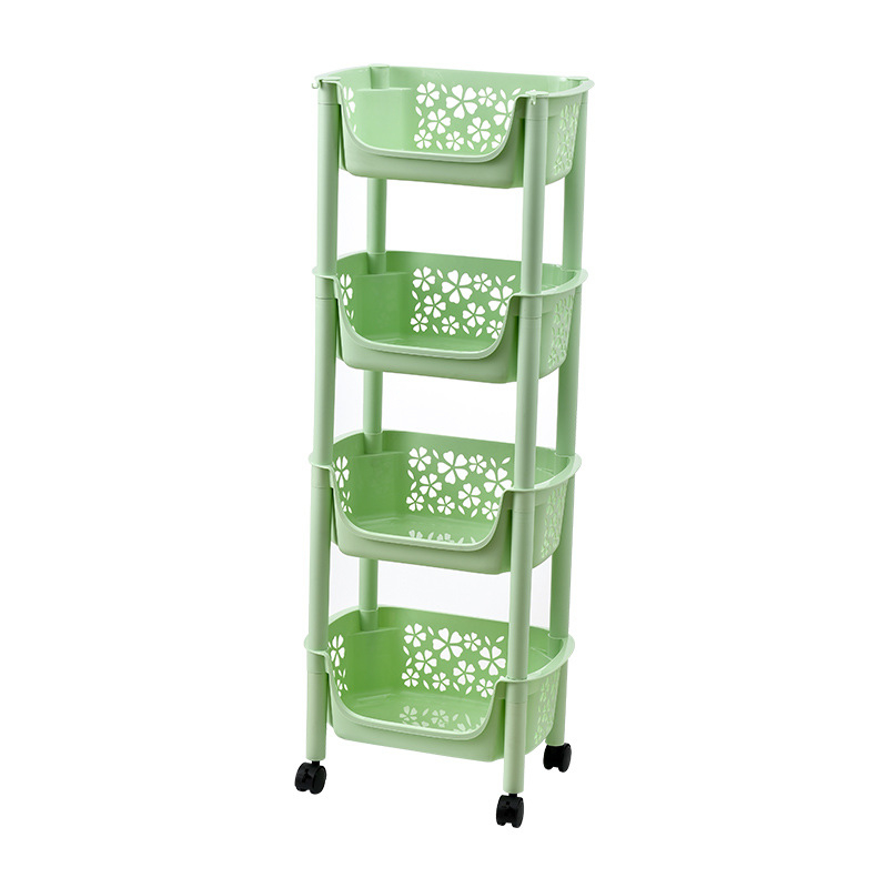 3‑slojni stalak za povrće s kotačićima, podni stalak, PP materijal