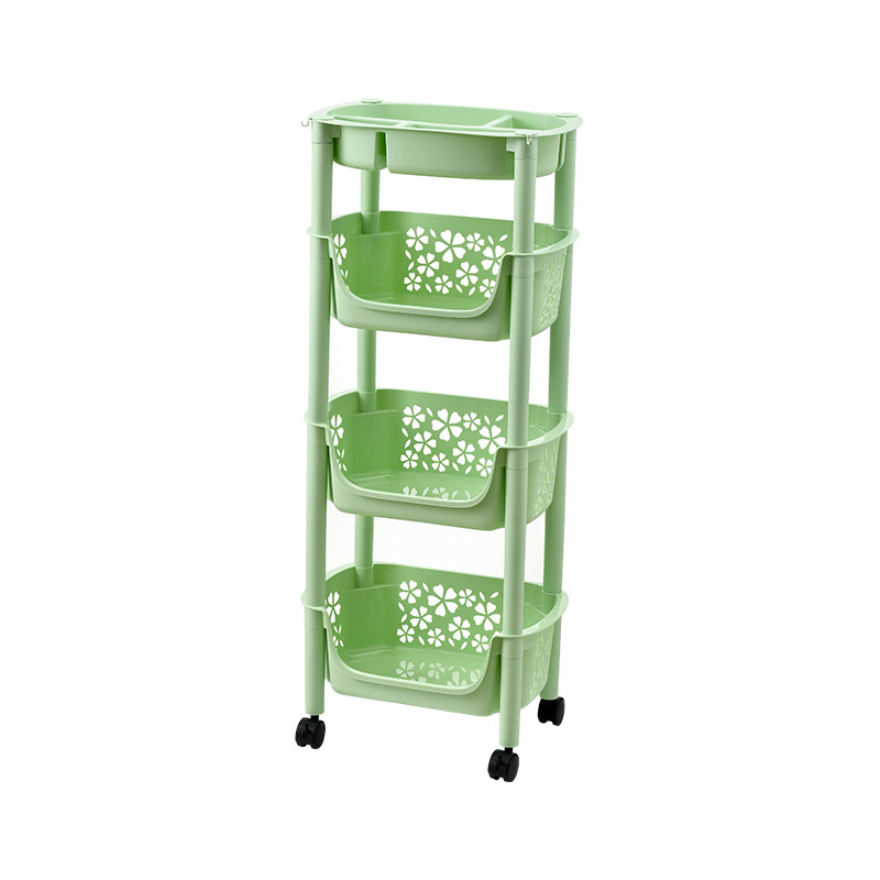 3‑slojni stalak za povrće s kotačićima, podni stalak, PP materijal