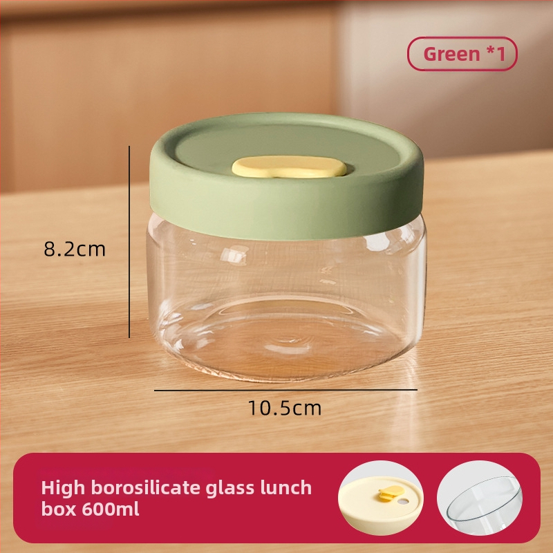 Стъклена кутия за обяд, с високо боросиликатно стъкло, подходяща за микровълнова печка, кръгла форма, еднослойна, за поддържане на свежест и нагряване