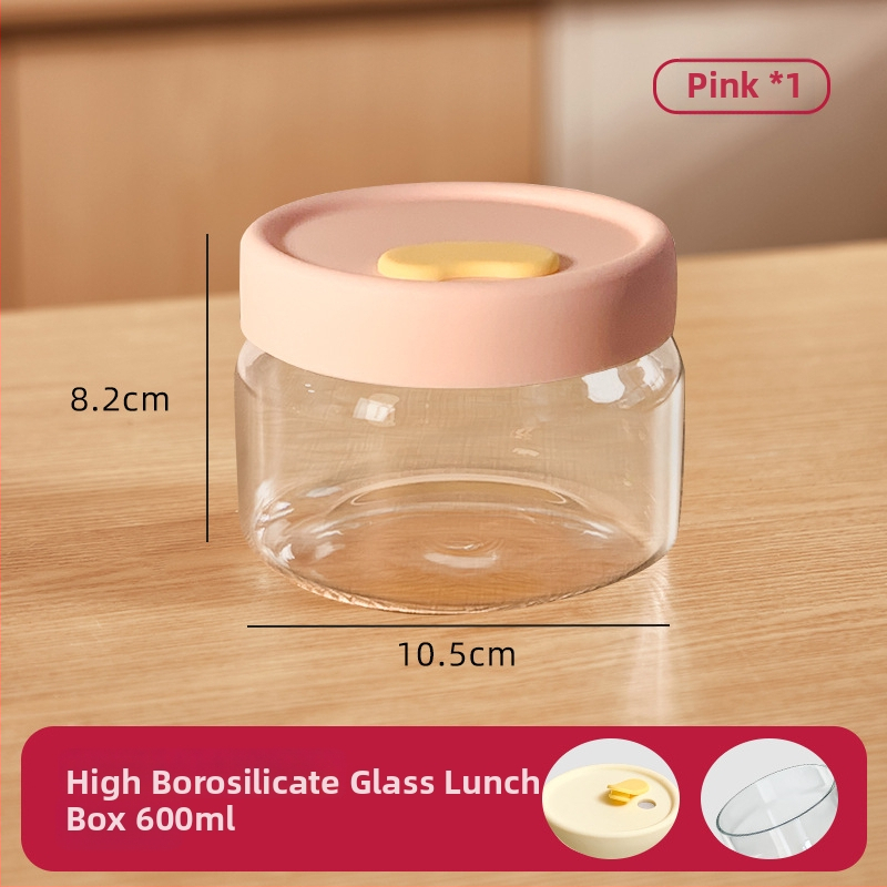 Стъклена кутия за обяд, с високо боросиликатно стъкло, подходяща за микровълнова печка, кръгла форма, еднослойна, за поддържане на свежест и нагряване