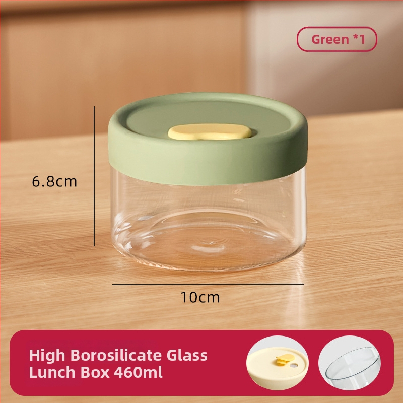 Стъклена кутия за обяд, с високо боросиликатно стъкло, подходяща за микровълнова печка, кръгла форма, еднослойна, за поддържане на свежест и нагряване
