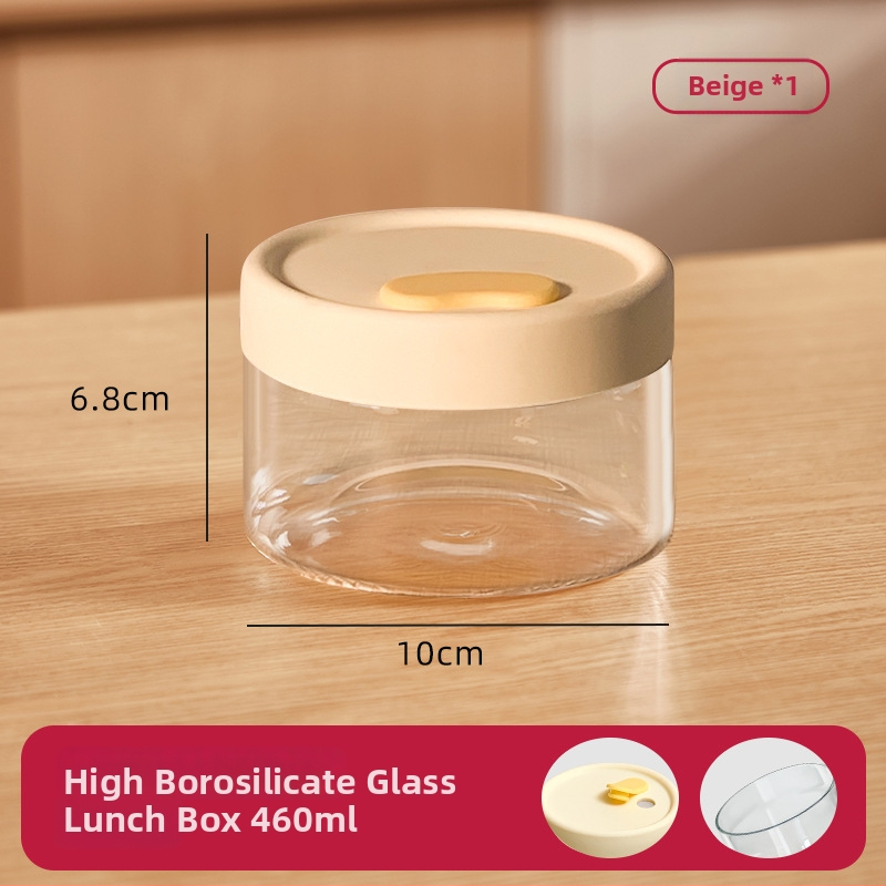 Стъклена кутия за обяд, с високо боросиликатно стъкло, подходяща за микровълнова печка, кръгла форма, еднослойна, за поддържане на свежест и нагряване
