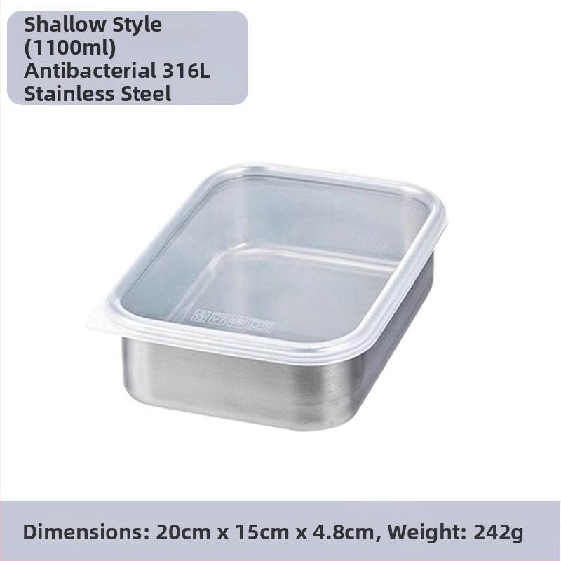 316 nerūdijančio plieno šviežumo dėžutė su dangteliu, maisto kokybei