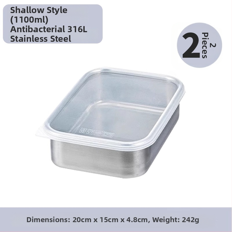 316 nerūdijančio plieno šviežumo dėžutė su dangteliu, maisto kokybei