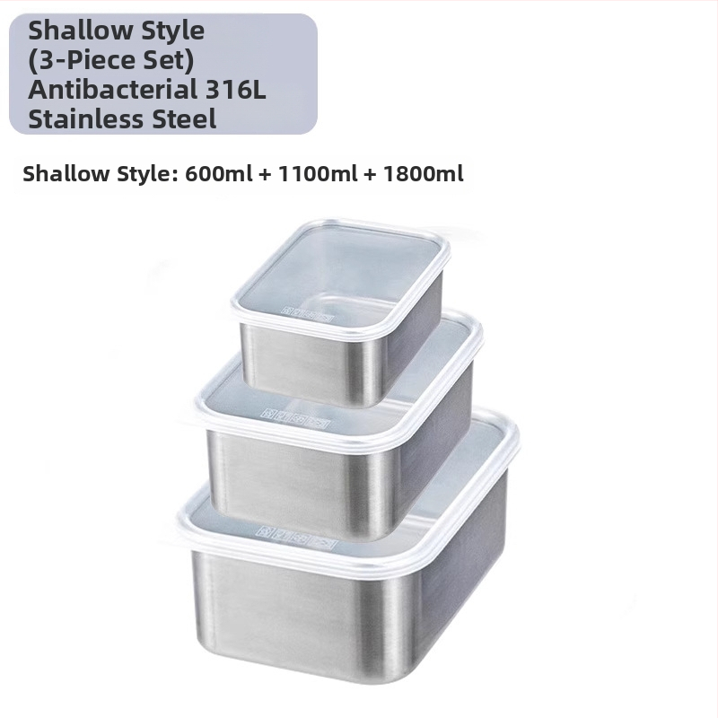 316 nerūdijančio plieno šviežumo dėžutė su dangteliu, maisto kokybei