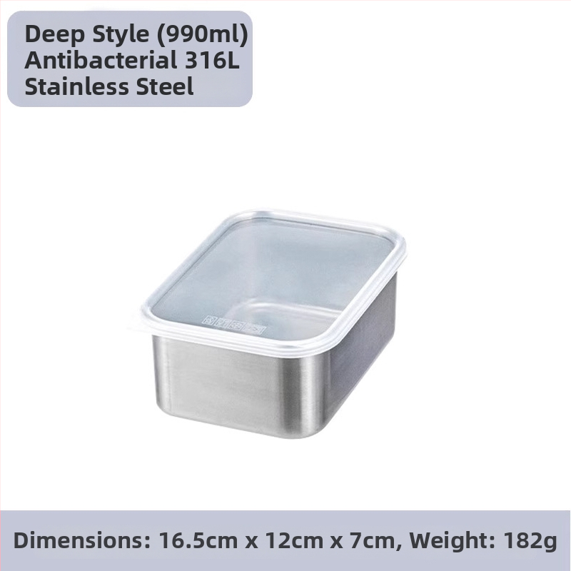 316 nerūdijančio plieno šviežumo dėžutė su dangteliu, maisto kokybei