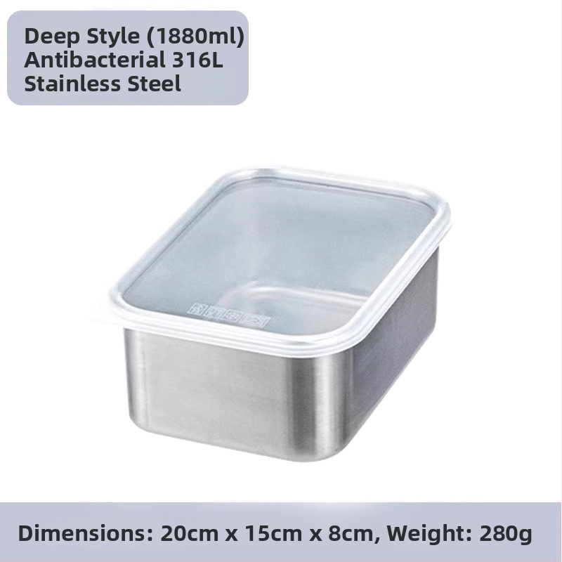 316 nerūdijančio plieno šviežumo dėžutė su dangteliu, maisto kokybei