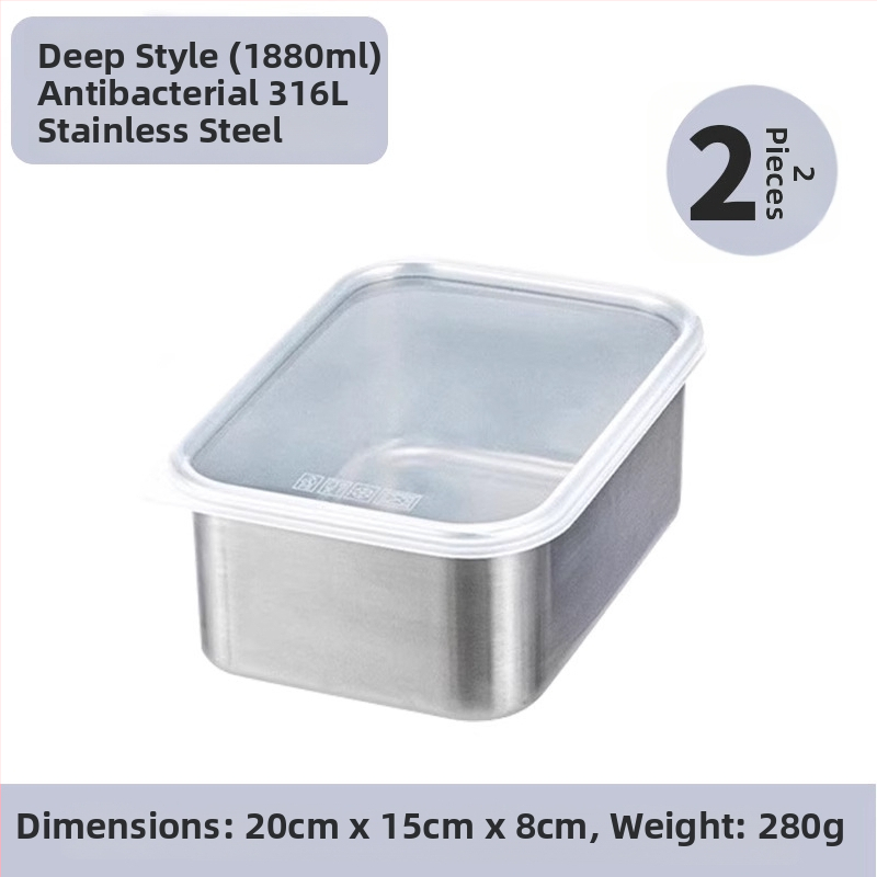 316 nerūdijančio plieno šviežumo dėžutė su dangteliu, maisto kokybei