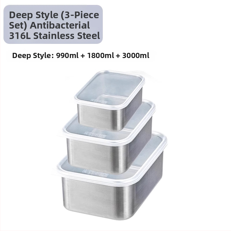 316 nerūdijančio plieno šviežumo dėžutė su dangteliu, maisto kokybei