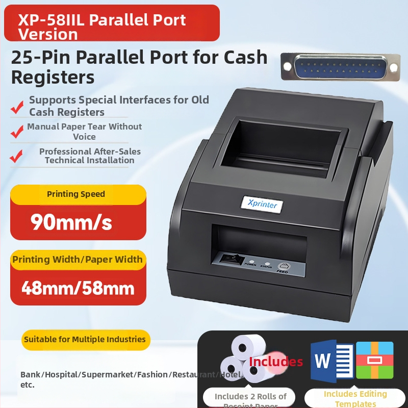 Xinyan XP-58IIH termikus nyugta printer, 58 mm nyomtatási szélesség, 203dpi, 90 mm/s, USB/Bluetooth, 60 mm papírtekercs kapacitás