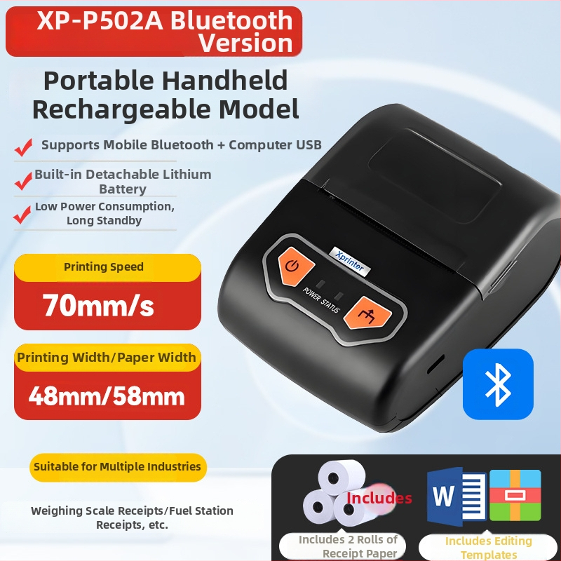 Xinyan XP-58IIH termikus nyugta printer, 58 mm nyomtatási szélesség, 203dpi, 90 mm/s, USB/Bluetooth, 60 mm papírtekercs kapacitás
