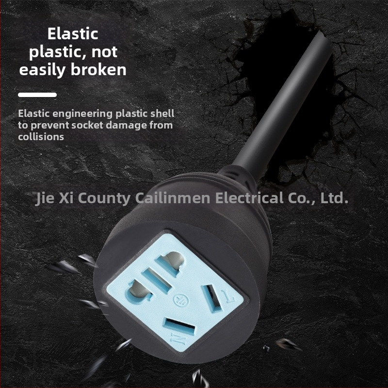 Augstas jaudas trīs kontaktu pagarinātājs ar piecām kontaktierām – 10A, 100–250V AC, 2500W, PVC korpuss