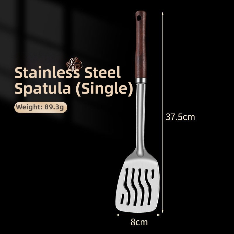 Nerūdijančio plieno šaukštas ir mentele – apsauga nuo nudegimų, su įspaustu logotipu, virtuvės įrankiai