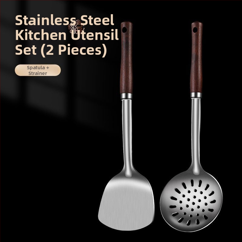 Nerūdijančio plieno šaukštas ir mentele – apsauga nuo nudegimų, su įspaustu logotipu, virtuvės įrankiai