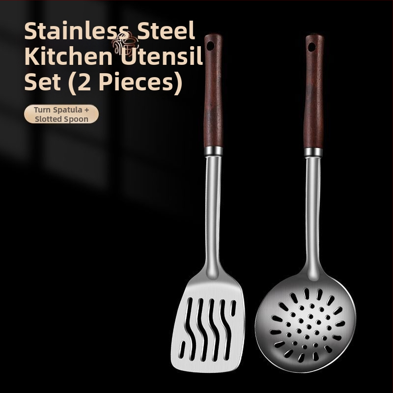 Nerūdijančio plieno šaukštas ir mentele – apsauga nuo nudegimų, su įspaustu logotipu, virtuvės įrankiai