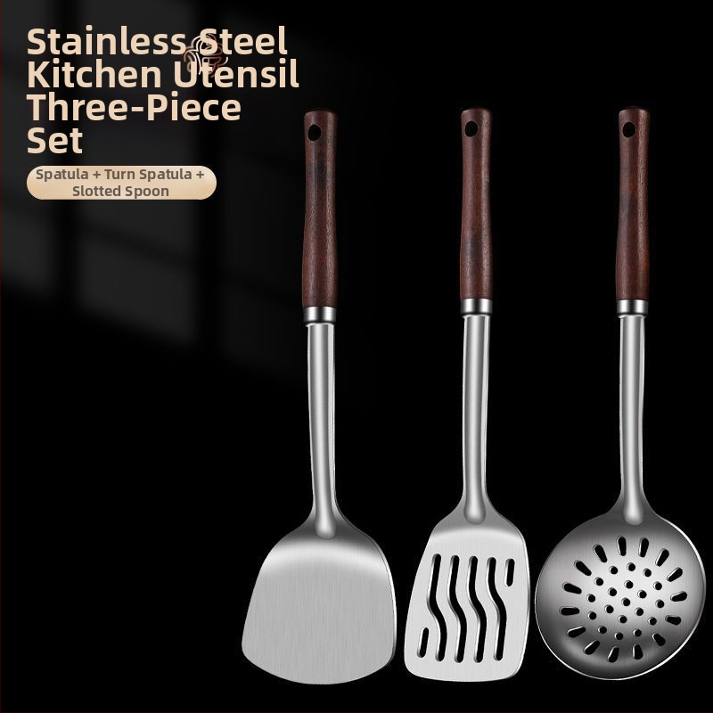 Nerūdijančio plieno šaukštas ir mentele – apsauga nuo nudegimų, su įspaustu logotipu, virtuvės įrankiai