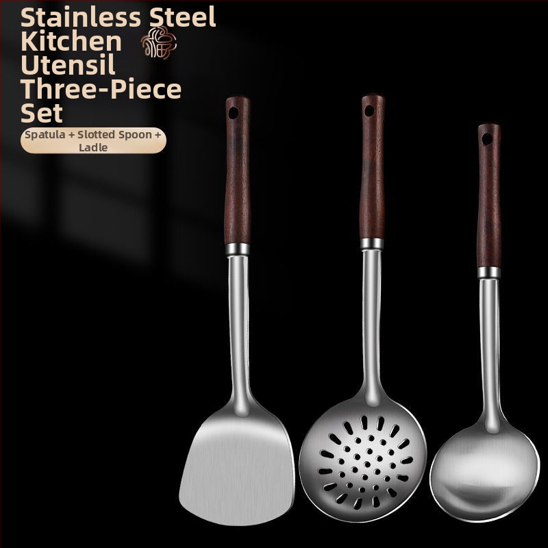 Nerūdijančio plieno šaukštas ir mentele – apsauga nuo nudegimų, su įspaustu logotipu, virtuvės įrankiai