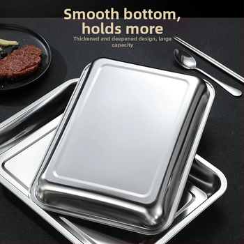 Xinrong Nehrđajući čelični četverokutni tanjur – jednobojni, modernistički minimalistički stil, prikladno za hotele i obroke, nije prikladno za mikrovalnu pećnicu