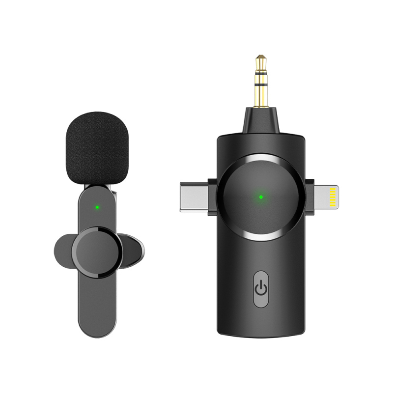 Lavalier mikrofons ar trīs vienā saskarni, 20 Hz–20 kHz, SNR ≥100 dB, iebūvētā baterija, modelis AP003