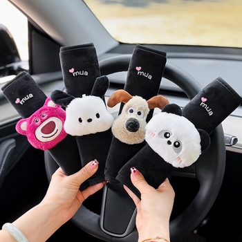 Automobilio diržo pečių pagalvėlė su mielu animaciniu dizainu, pūkų dekoratyvinis diržo dangtis, atsparus dėvėjimui, pora, universalus visoms metų laikams (Prekė: Kita; Medžiaga: Kita; Personalizavimas: Nėra; Įvairovė: Kita)