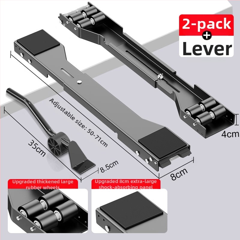 Judama skalbimo mašinos laikiklis su judančia baze, priešslidinė ir antivibracinėmis savybėmis, metalinis rėmas su slydimo ratukais
