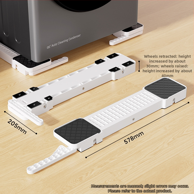 Judama skalbimo mašinos laikiklis su judančia baze, priešslidinė ir antivibracinėmis savybėmis, metalinis rėmas su slydimo ratukais
