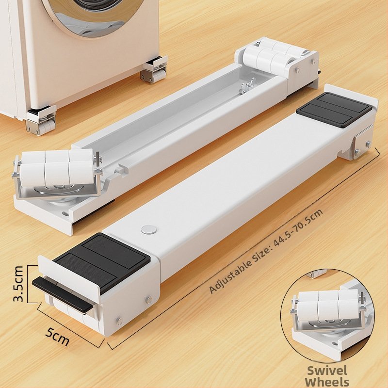 Judama skalbimo mašinos laikiklis su judančia baze, priešslidinė ir antivibracinėmis savybėmis, metalinis rėmas su slydimo ratukais