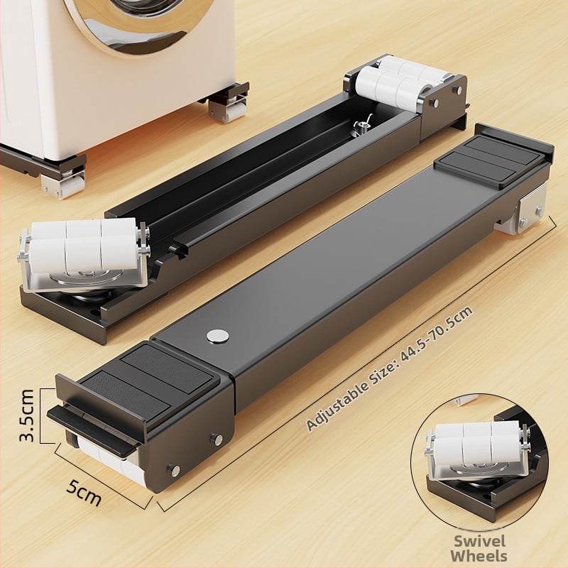 Judama skalbimo mašinos laikiklis su judančia baze, priešslidinė ir antivibracinėmis savybėmis, metalinis rėmas su slydimo ratukais
