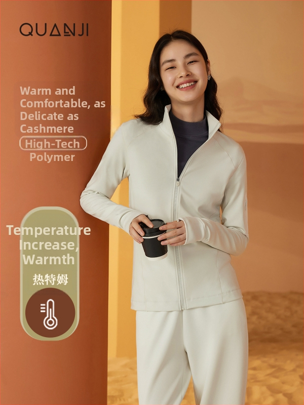 Naiste termo sportlik jakk — kits lõige, poolkõrge kaelus, lukk, paks soojus, regenereeritud tselluloosi kiud