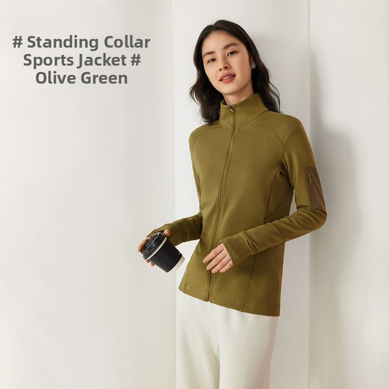 Naiste termo sportlik jakk — kits lõige, poolkõrge kaelus, lukk, paks soojus, regenereeritud tselluloosi kiud