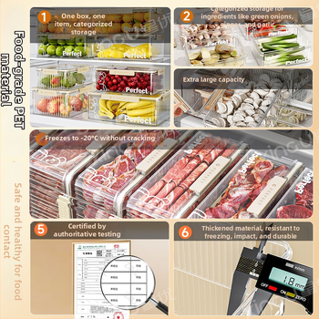 Plastikinė šaldytuvo laikymo dėžė, Xingyou, Nordic stiliaus Crisper dėžutė, maisto kokybės, skaidri, sandari