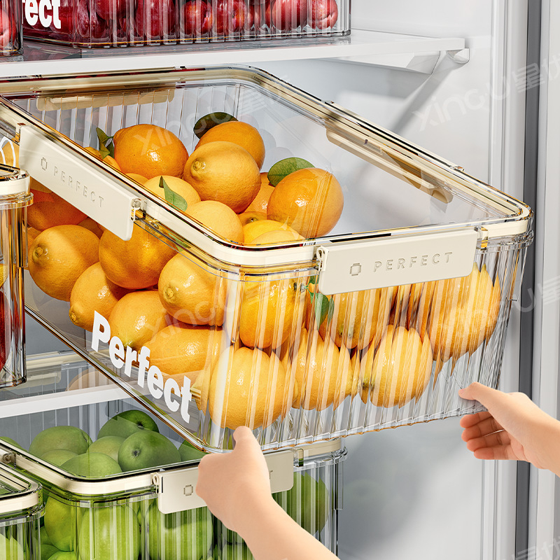 Plastikinė šaldytuvo laikymo dėžė, Xingyou, Nordic stiliaus Crisper dėžutė, maisto kokybės, skaidri, sandari