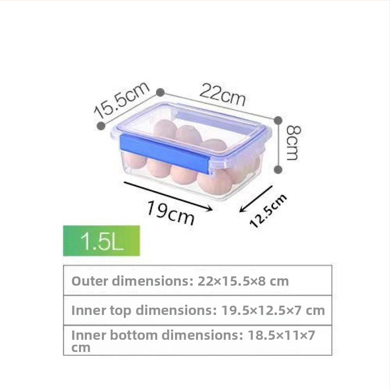 Stačiakampė polipropileninė virtuvės laikymo dėžė, didelė talpa, skaidri, maisto kokybės, šaldytuvui tinkama