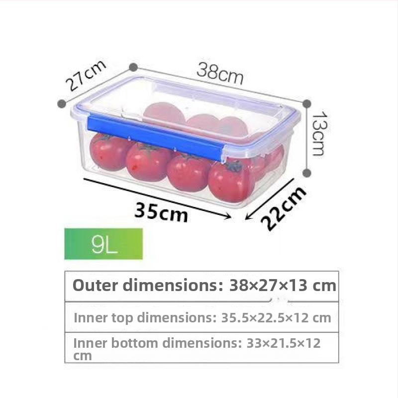 Stačiakampė polipropileninė virtuvės laikymo dėžė, didelė talpa, skaidri, maisto kokybės, šaldytuvui tinkama