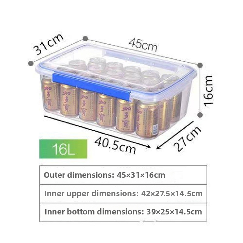 Stačiakampė polipropileninė virtuvės laikymo dėžė, didelė talpa, skaidri, maisto kokybės, šaldytuvui tinkama