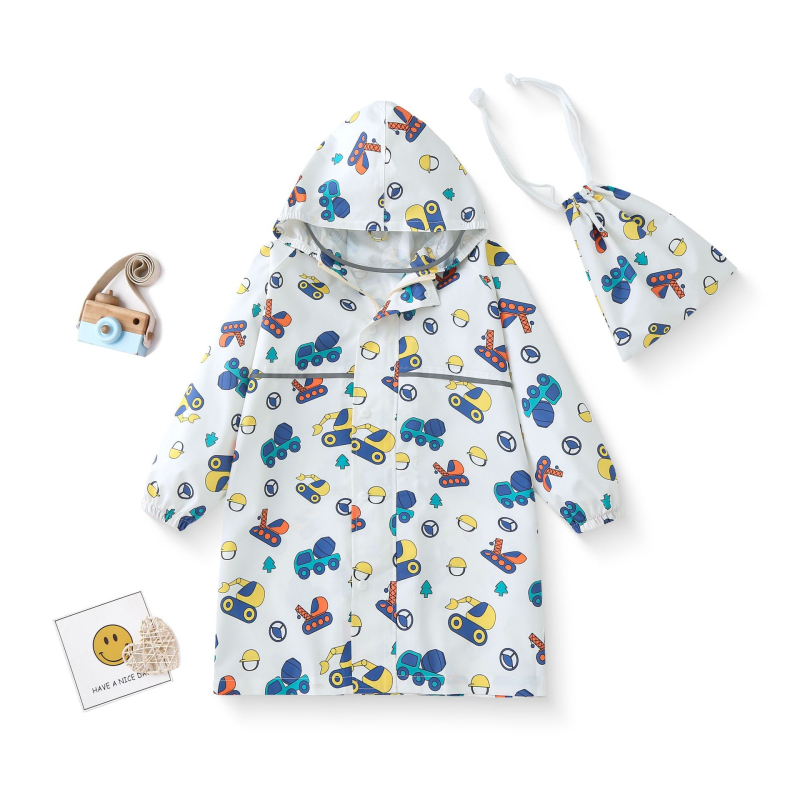 Παιδικό πόντσο βροχής σε καρτούν στυλ, με ύφασμα 100d pongee και TPU αδιάβροχο στρώμα