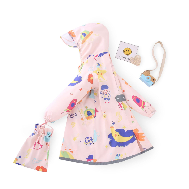 Παιδικό πόντσο βροχής σε καρτούν στυλ, με ύφασμα 100d pongee και TPU αδιάβροχο στρώμα