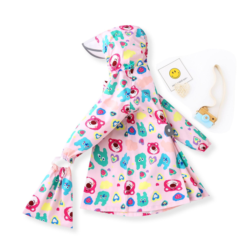 Παιδικό πόντσο βροχής σε καρτούν στυλ, με ύφασμα 100d pongee και TPU αδιάβροχο στρώμα