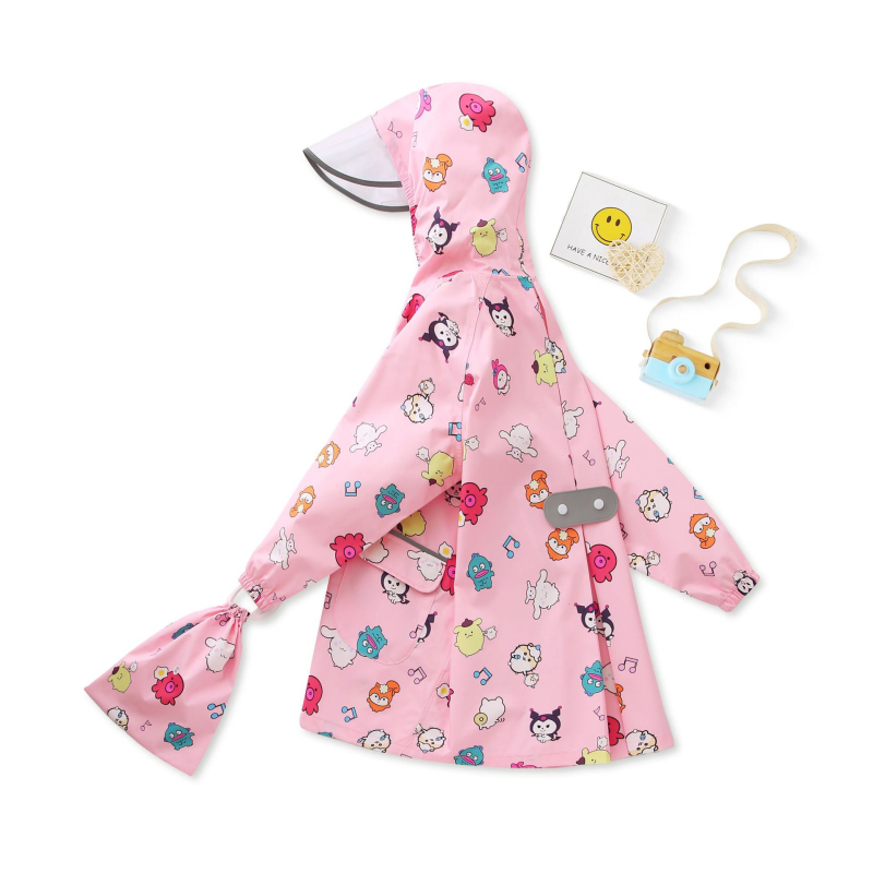 Παιδικό πόντσο βροχής σε καρτούν στυλ, με ύφασμα 100d pongee και TPU αδιάβροχο στρώμα
