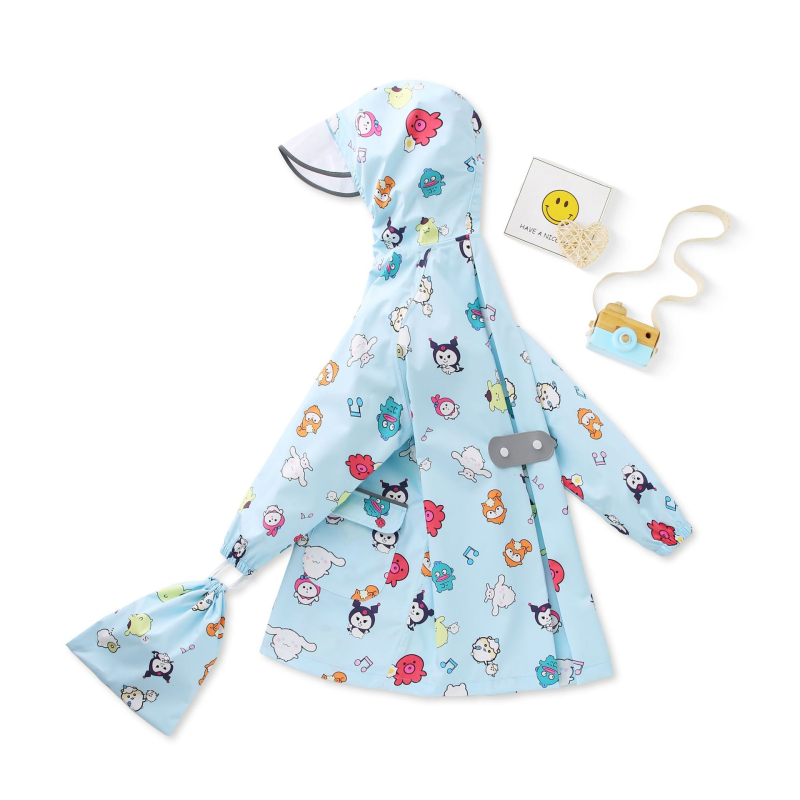 Παιδικό πόντσο βροχής σε καρτούν στυλ, με ύφασμα 100d pongee και TPU αδιάβροχο στρώμα