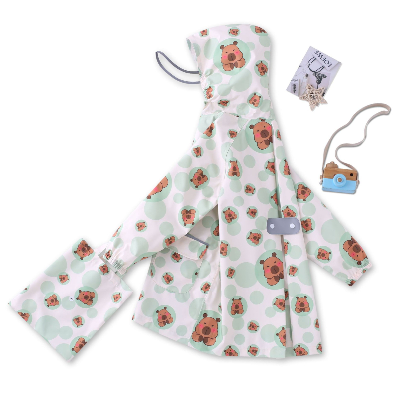 Παιδικό πόντσο βροχής σε καρτούν στυλ, με ύφασμα 100d pongee και TPU αδιάβροχο στρώμα