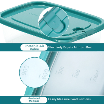 Plastikinė maisto laikymo dėžutė su dangteliu, stačiakampė, 1-2 L talpa, mikrobangų krosnelė tinkama