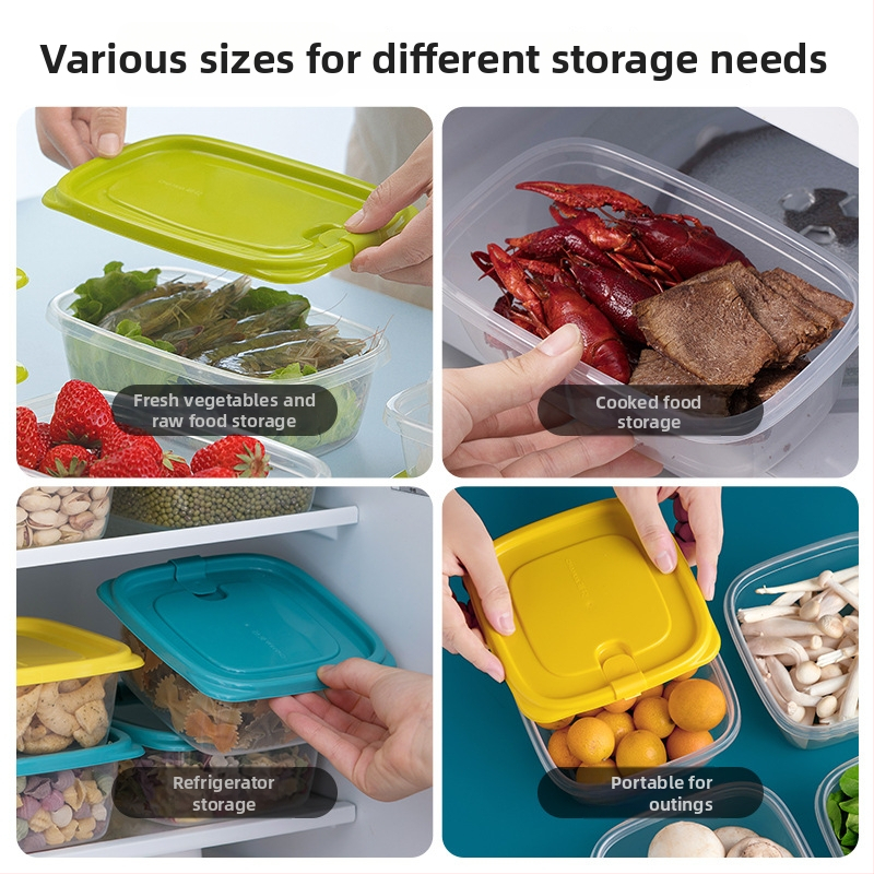 Plastikinė maisto laikymo dėžutė su dangteliu, stačiakampė, 1-2 L talpa, mikrobangų krosnelė tinkama