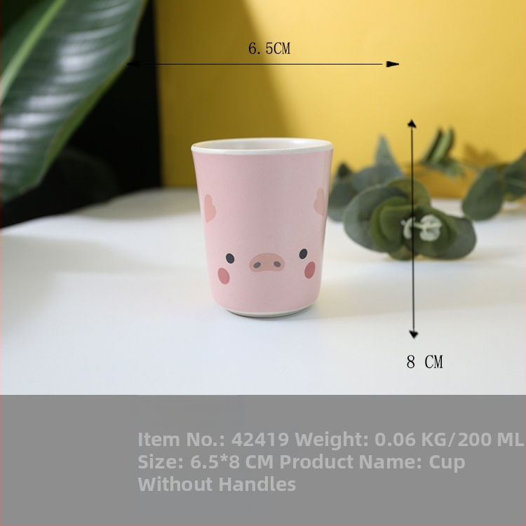 Set dječjih posuđa — tanjur u obliku praseta, crtani dizajn, melamin i vlakna bambusa, nepravilan oblik