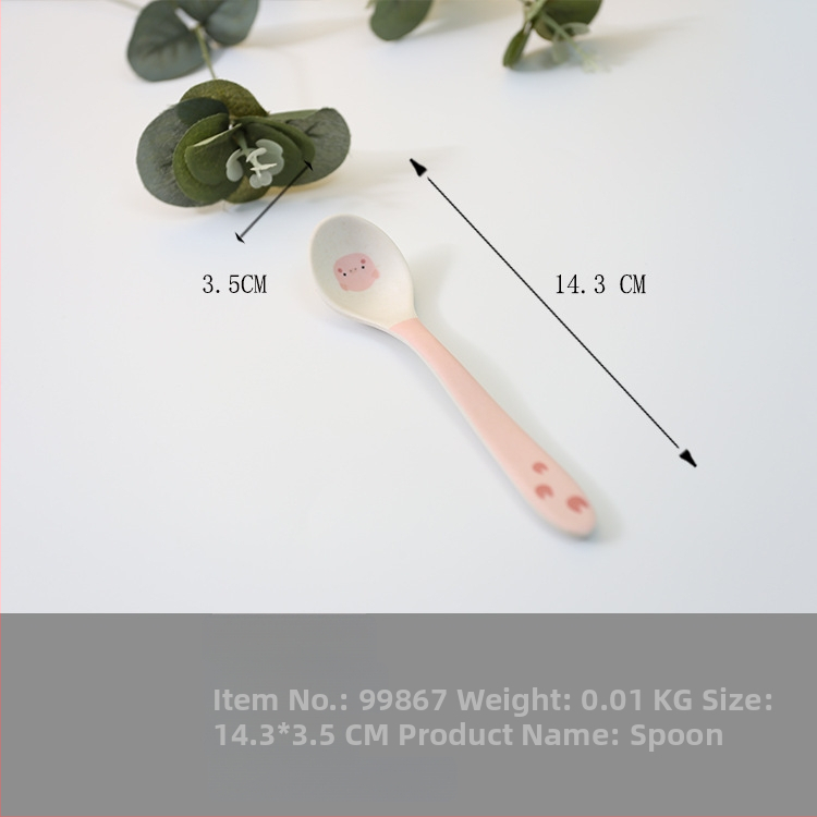 Set dječjih posuđa — tanjur u obliku praseta, crtani dizajn, melamin i vlakna bambusa, nepravilan oblik