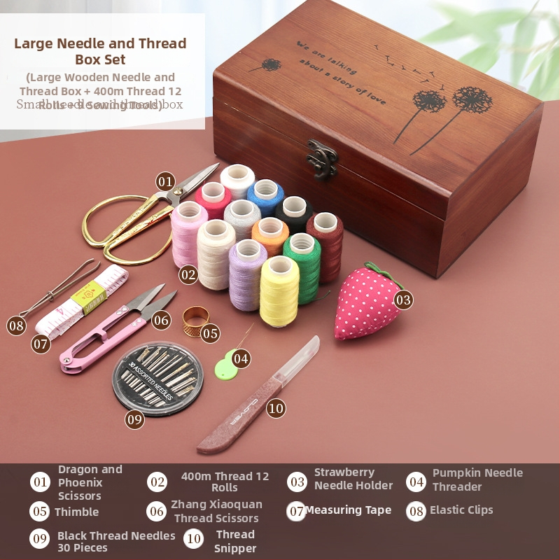 Kūginį adatų rinkinys su siūlų dėžute – praktiškas drabužių siuvimo remonto komplektas (tb-0828)