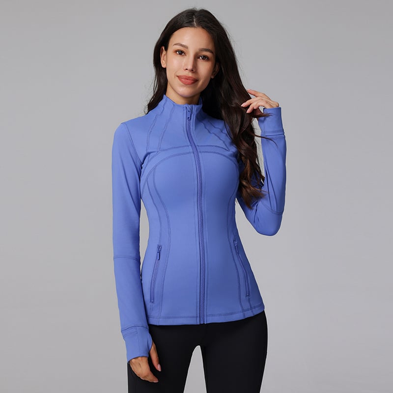 Jogos švarkas žiemai — Slim-Fit, stovinti apykaklė, ilgos rankovės, kvėpuojantis nailono mišinys (87% nailonas) su 13% spandekso pamušalu